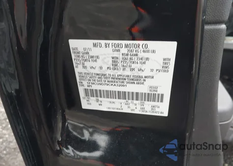 2012 Ford Escape Xlt from USA, damaged, VIN 1FMCU9D79CKA32091